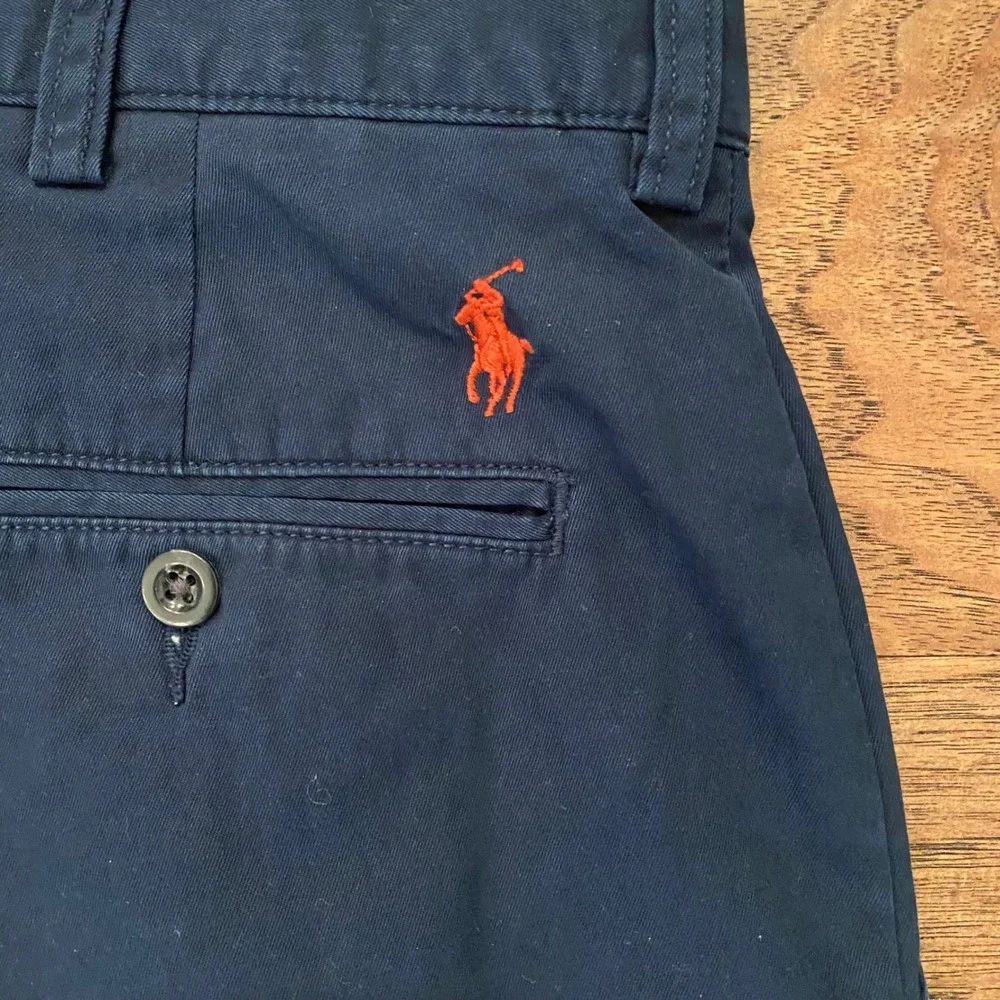 Polo Ralph Lauren Preston Pant Mens 34/32 Navy Blue Cotton Chino Front Chinos